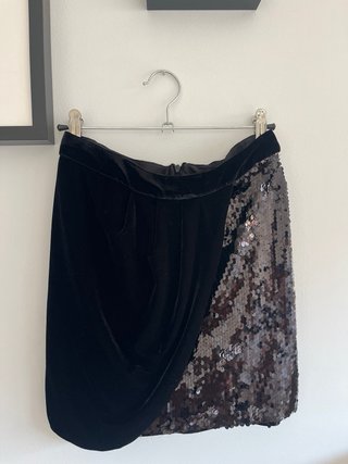 Minifalda fiesta negra lentejuelas y terciopelo