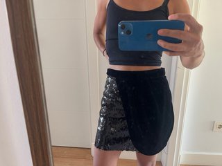 Minifalda fiesta negra lentejuelas y terciopelo