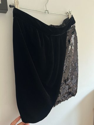 Minifalda fiesta negra lentejuelas y terciopelo