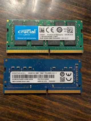 2x 8GB DDR4 SODIMM Crucial/Ramaxel Portátil
