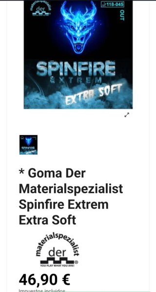 Goma tenis de mesa Spinfire Extrem Extra Soft 2.0