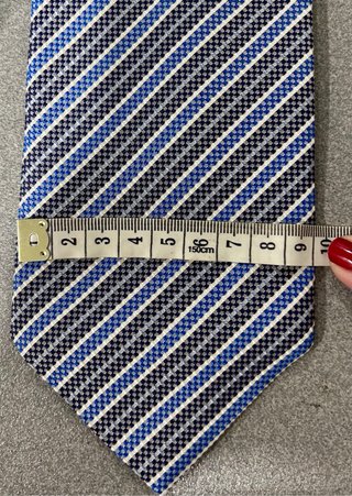 Corbata de seda Richel rayas azul, blanco y gris