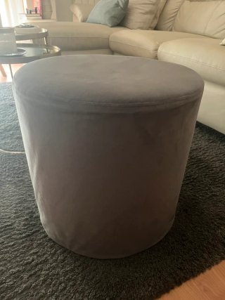 Puff Taburete Gris Terciopelo