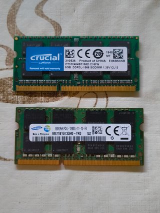 2x 8GB DDR3L RAM (Crucial, Samsung)