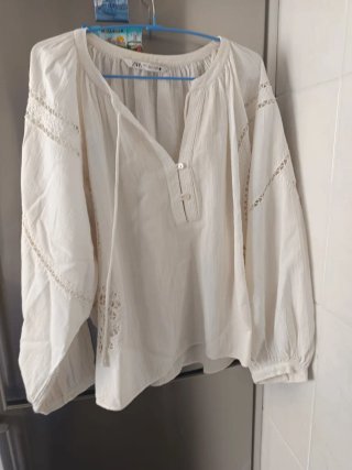 Blusa Zara Blanca Talla L pantalón L usado un día