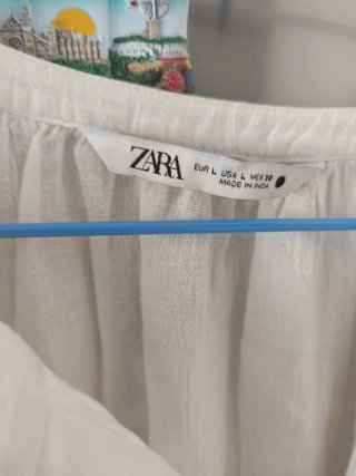 Blusa Zara Blanca Talla L pantalón L usado un día