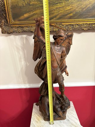 Antica scultura S. Michele in legno