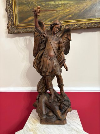 Antica scultura S. Michele in legno
