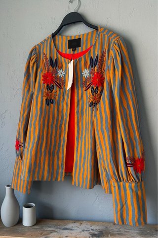 Chaqueta Zara Bordada Rayas Talla M