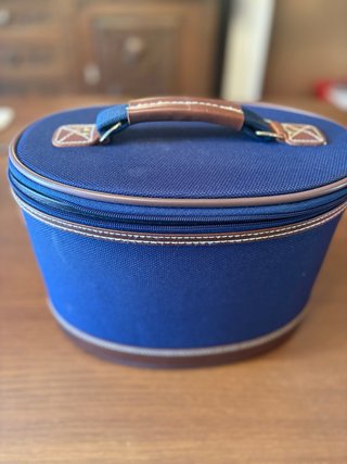 Neceser Vintage Viaje Rígido Azul y Marrón
