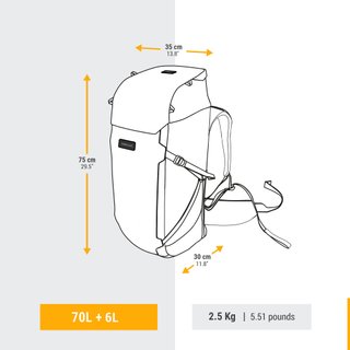 Mochila montaña y trekking viaje 70+6 L Hombre Forclaz