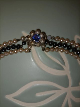 Bellissima collana perle vintage blu/bianco