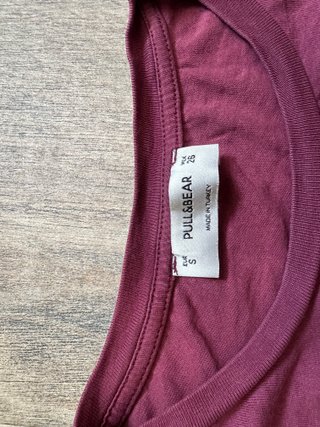 Camiseta Pull&Bear Algodón Burdeos S Oversized