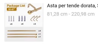 Asta per tende dorata 81-220 cm