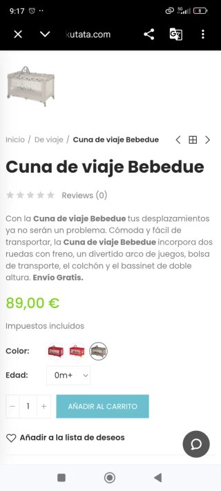 Cuna de viaje Bebedue 2 niveles y colchón