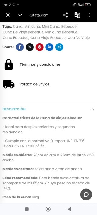 Cuna de viaje Bebedue 2 niveles y colchón