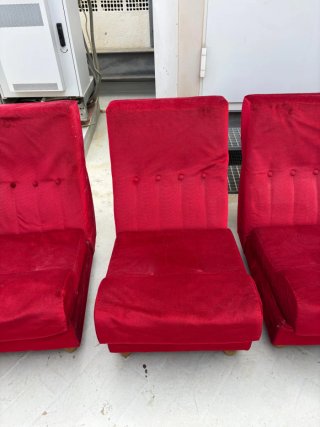 Sofá modular retro terciopelo rojo