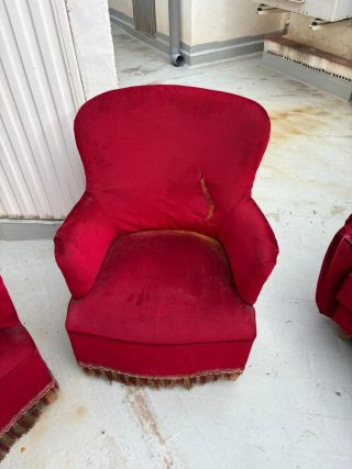 Sofá modular retro terciopelo rojo