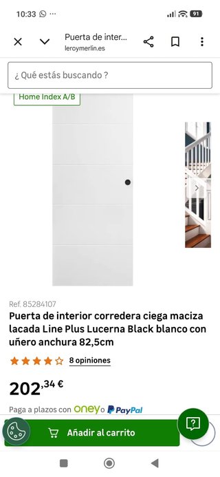 Puerta corredera blanca interior lacada.
