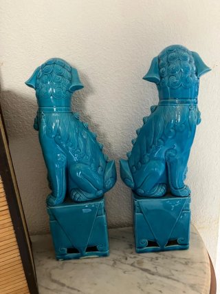 Perros Foo Azules Cerámica