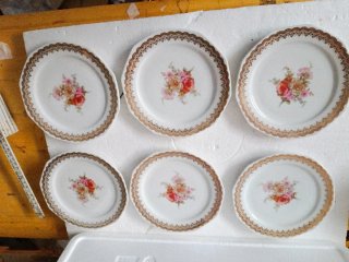 Servizio piatti porcellana decoro floreale oro