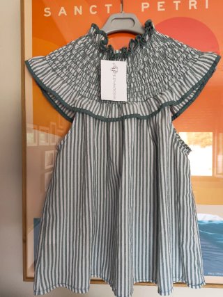 Blusa lino cuello verde Elephant Rooms