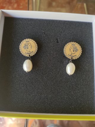 Pendientes Lausett Perla cultivada, moneda griega