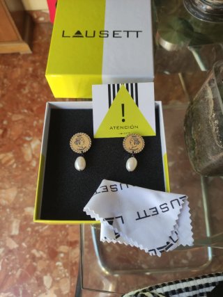 Pendientes Lausett Perla cultivada, moneda griega