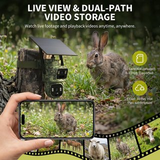 Cámara doble Fototrampeo Solar 4G PTZ 2K Camuflaje
