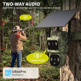 Cámara doble Fototrampeo Solar 4G PTZ 2K Camuflaje