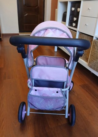 Carrito de juguete gemelar rosa