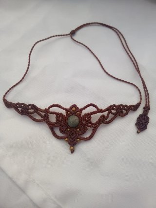Collar macramé con piedra Agatha indiana