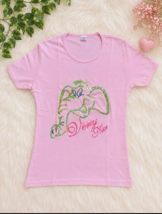 Maglietta rosa con elefante