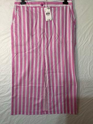 Falda midi Mango rayas rosa talla 40