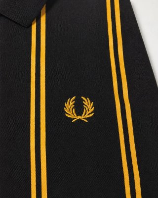 Polo Fred Perry Rayas Amarillas Negro Talla XL