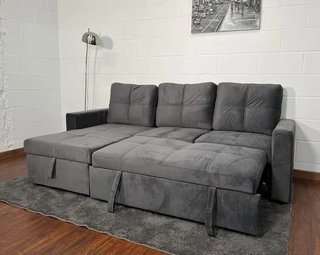 Chaise Longue/Cama-Tela:Beige,Terciop.:Gris/Negro