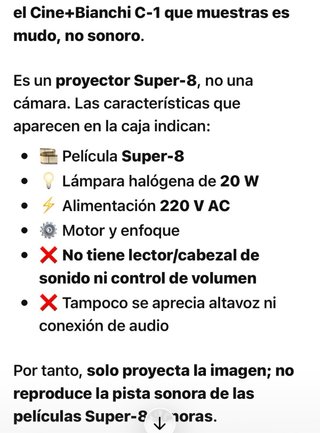 Proyector Cine Bianchi C-1 Super 8