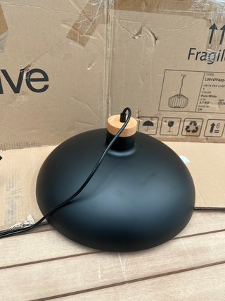 Lampadario Kave Home Nero Acciaio Legno
