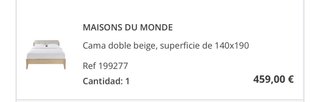 Cama Maisons du Monde Beige y Madera