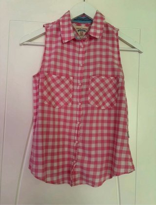 Camisa Vichy Rosa Bershka