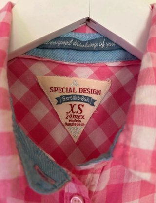 Camisa Vichy Rosa Bershka