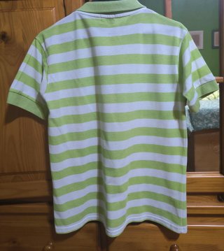 Polo Lacoste Rayas Verde y Blanco Talla M