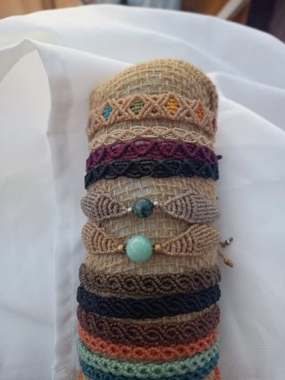 Pulsera Macramé azul petrol o Marrón caramelo