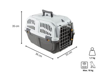 Transportín para mascotas gris y negro