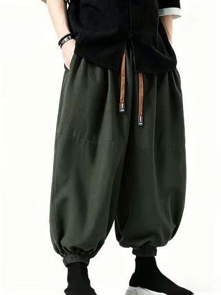 Pantaloni larghi verdi stile larp