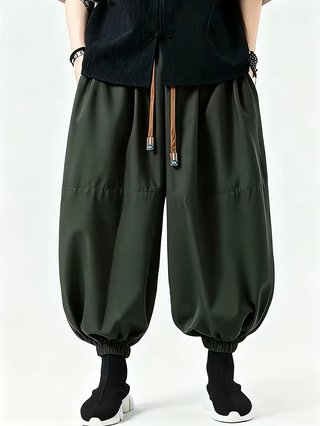 Pantaloni larghi verdi stile larp