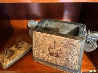 Baúl bolso artesanal madera y metal