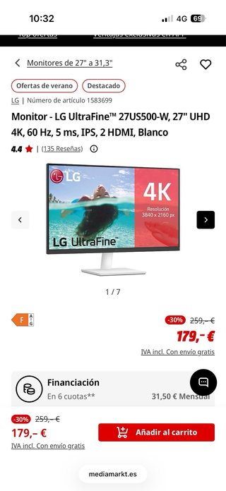 Monitor LG Ultrafine 27 Blanco