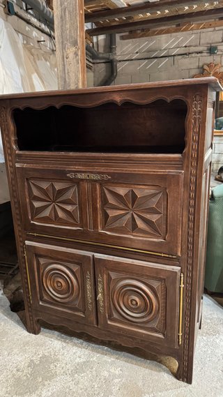 Lote Muebles Antiguos Madera y Piel