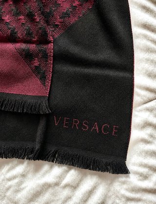 Sciarpa Versace Lana Medusa Nero Rosso